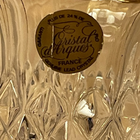 Cristal D’Arques-set of 2- candle holders genuine lead crystal/gold rim & bottom - Picture 5 of 9